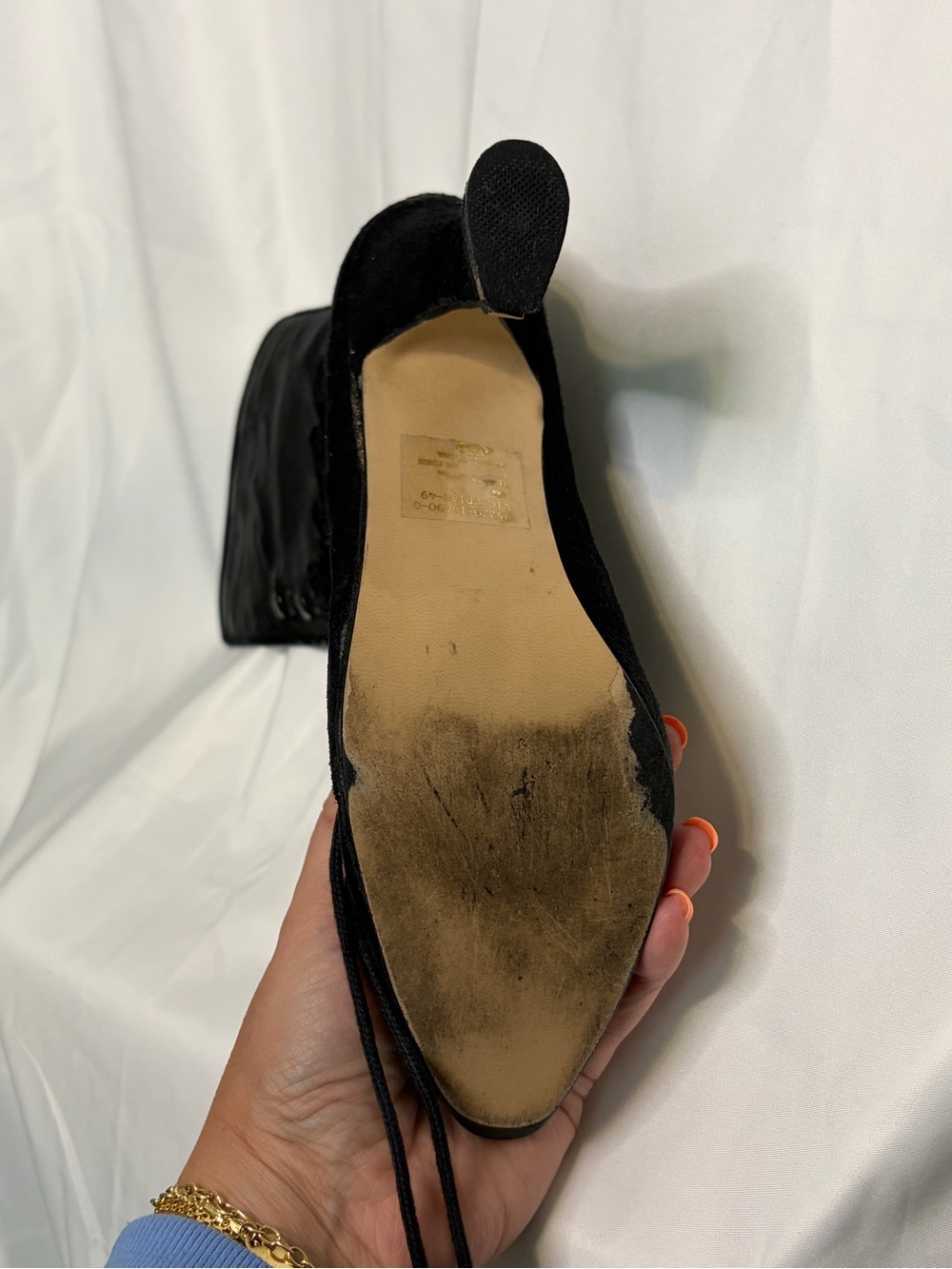 Black Lace-Up Victorian-Inspired Mid-Calf Heels - Picture 5 of 8